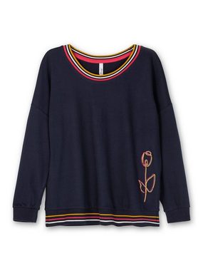 Sheego Sweatshirt Große Größen mit Stickerei und Ringelbündchen