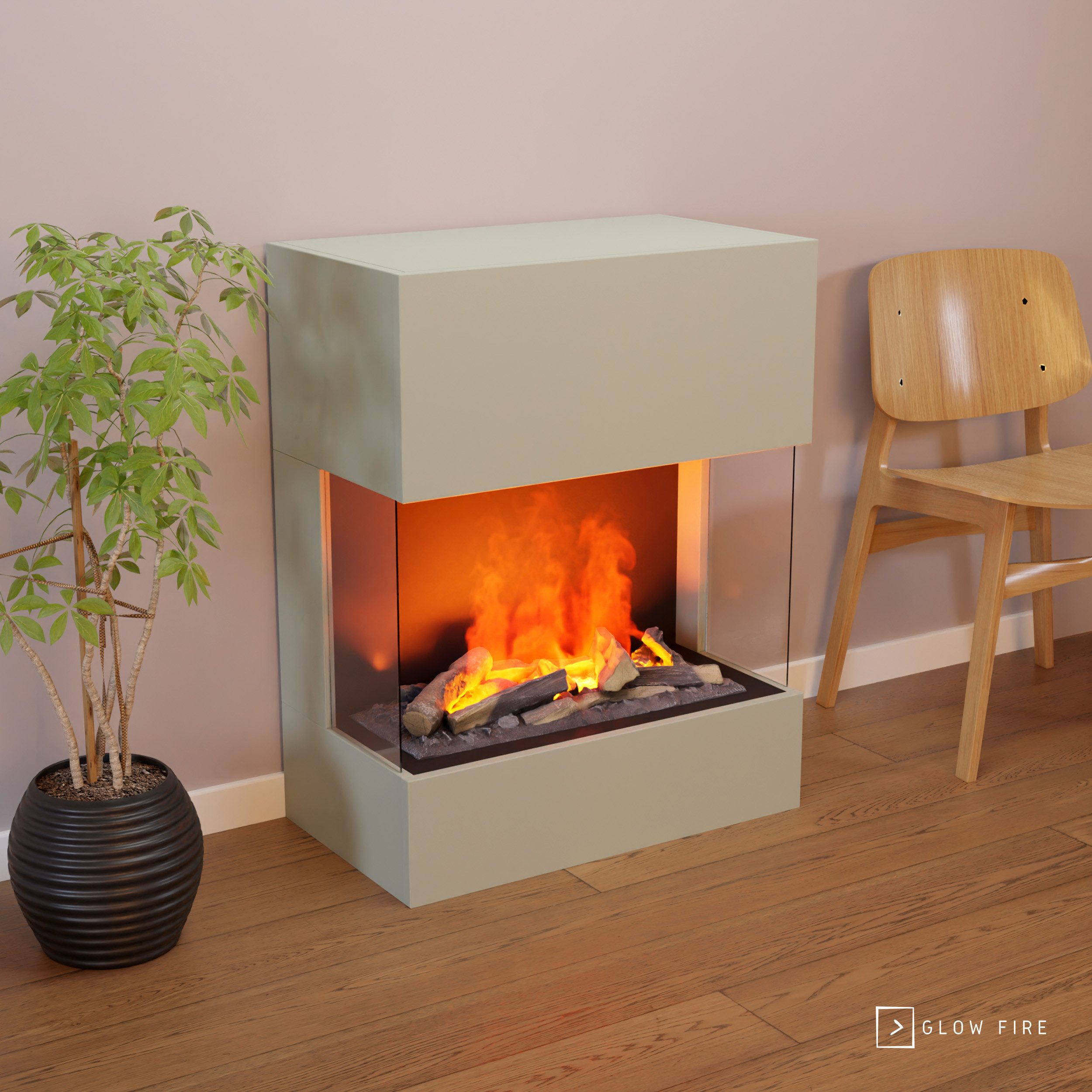 GLOW FIRE Elektrokamin Kästner Multicolor Wasserdampf Kamin, Elektrischer Kamin, Wasserdampfkamin mit 3D Feuer und Knisterfunktion