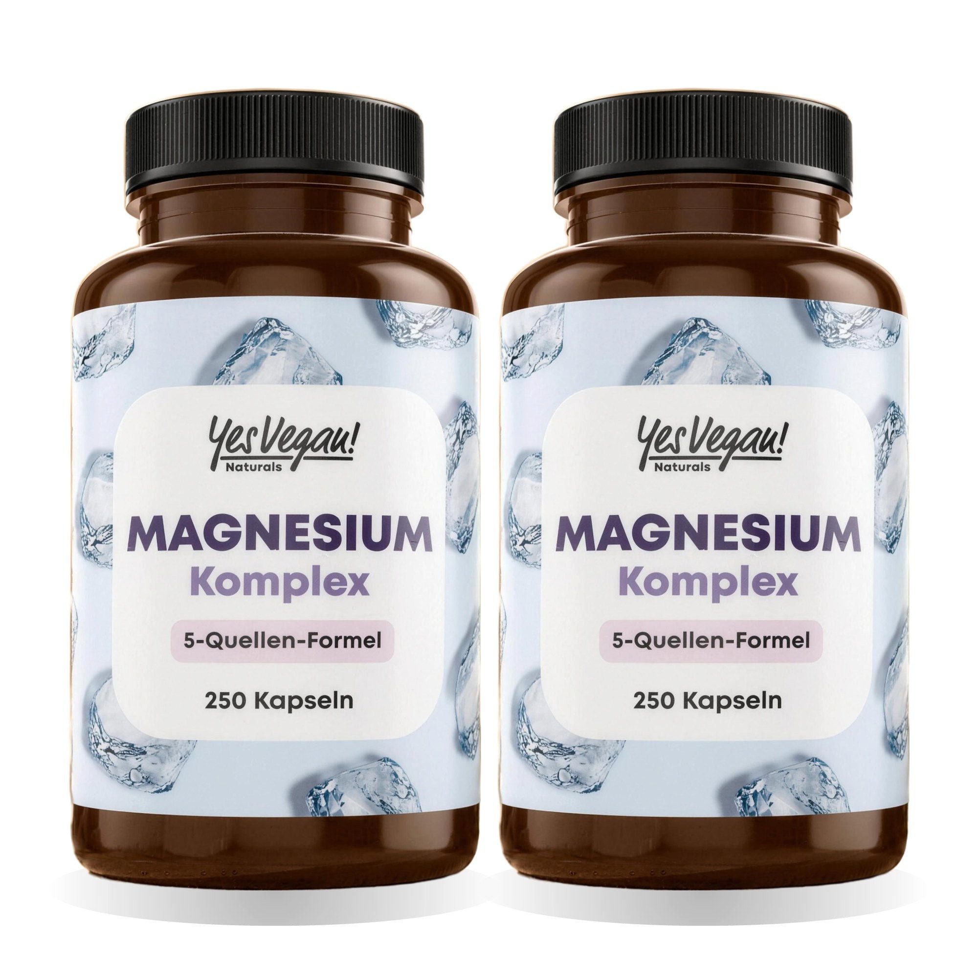 Yes Vegan Magnesium Komplex mit Bisglycinat, Citrat, Malat Kapseln, 2 er Spar-Set à 250 St., vegan, laktosefrei, glutenfrei