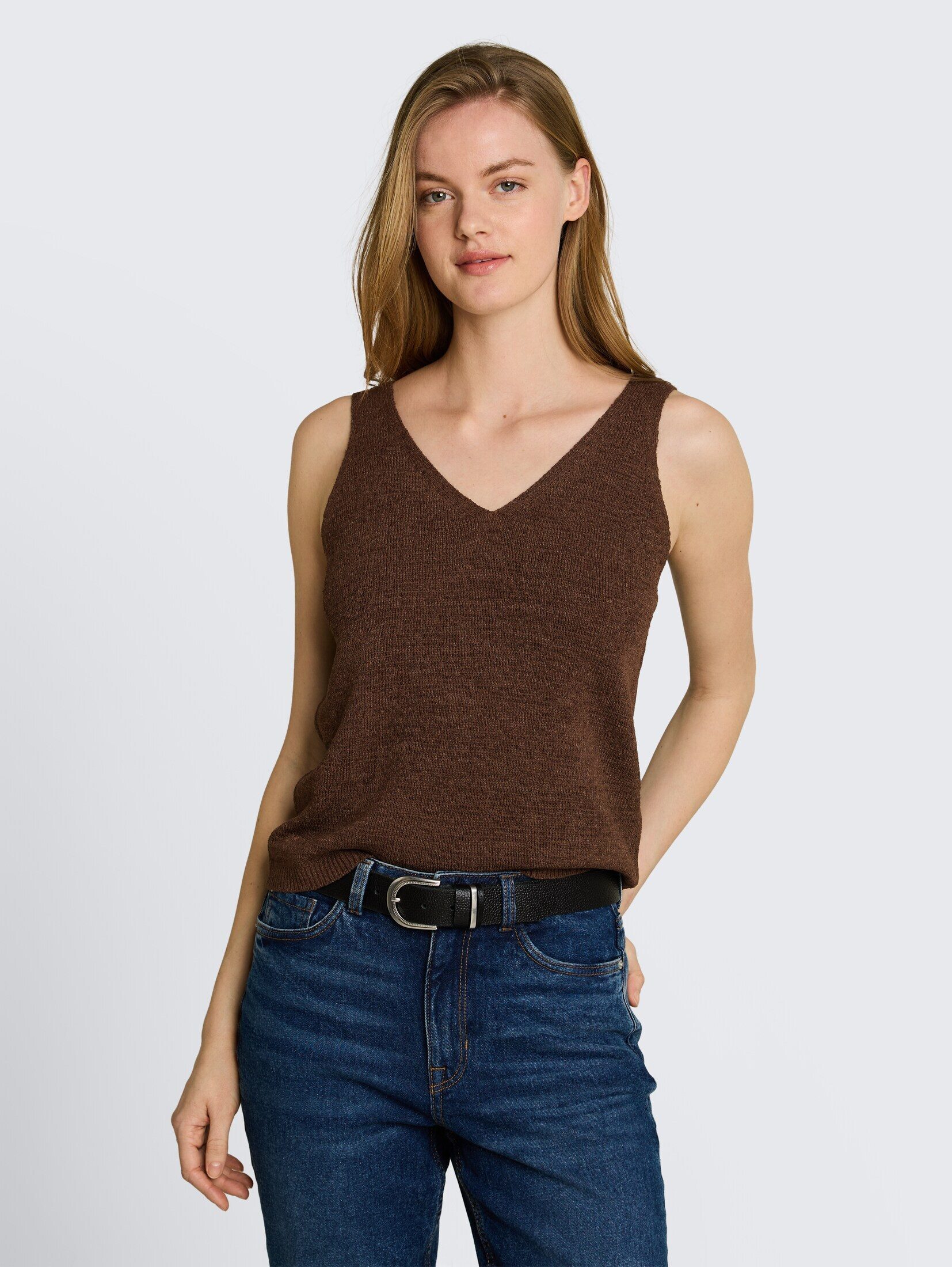 TOM TAILOR Denim Strickpullover Pullover & Strickjacken Relaxed Fit Stricktop mit V-Ausschnitt