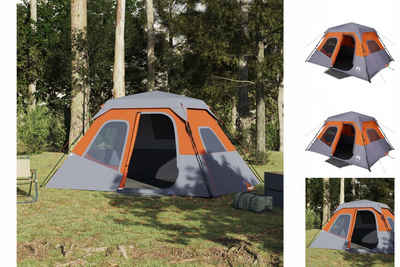 vidaXL Vorzelt Campingzelt 6 Personen Grau und Orange 344x282x192 cm