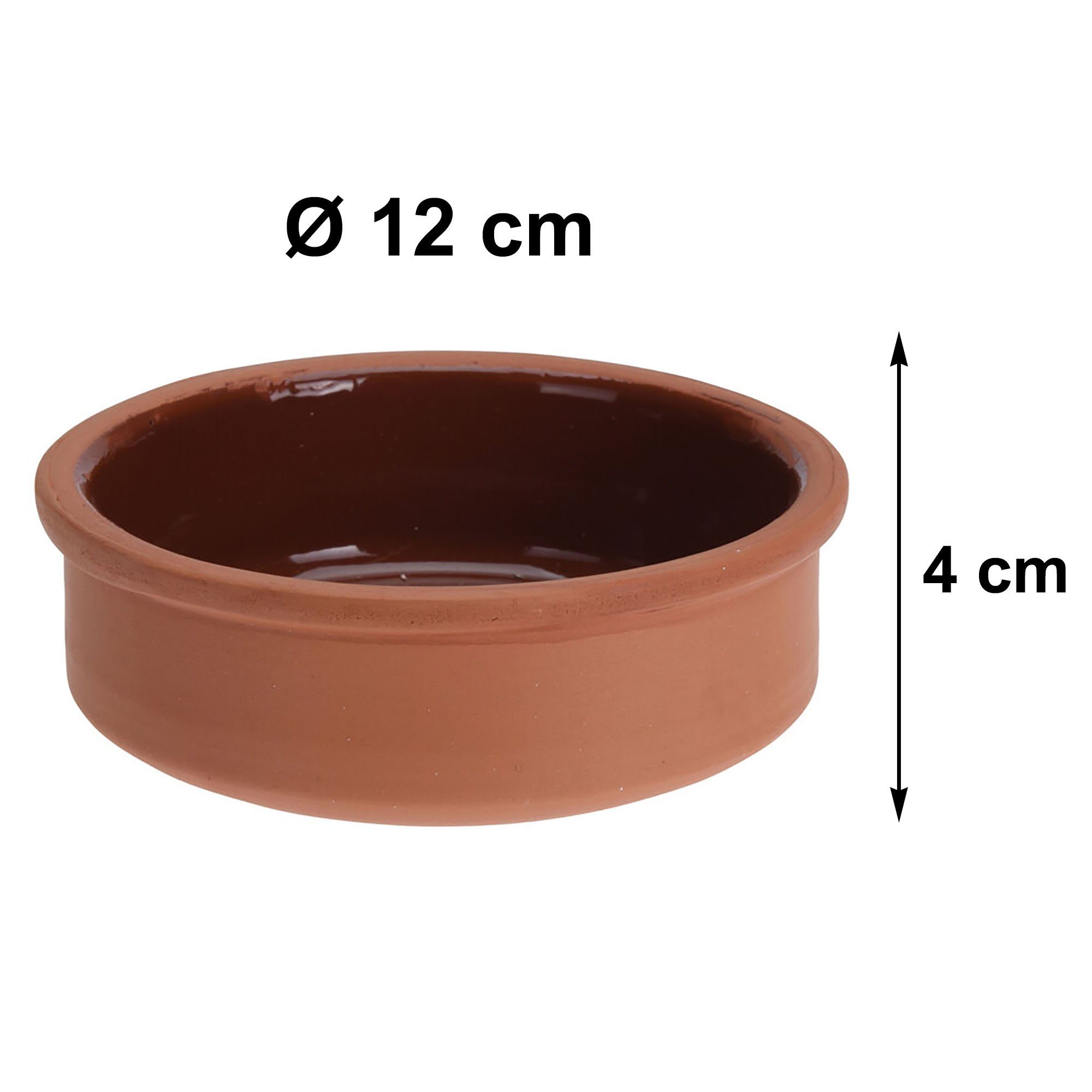 Annastore Salatschüssel Cazuelas Vintage - Tapasschalen - ofenfest - Mediterrane Tonschalen, (Mit hochwertiger Handarbeit veredelt, 6-tlg), Schalen für Tapas, Creme Brülèe