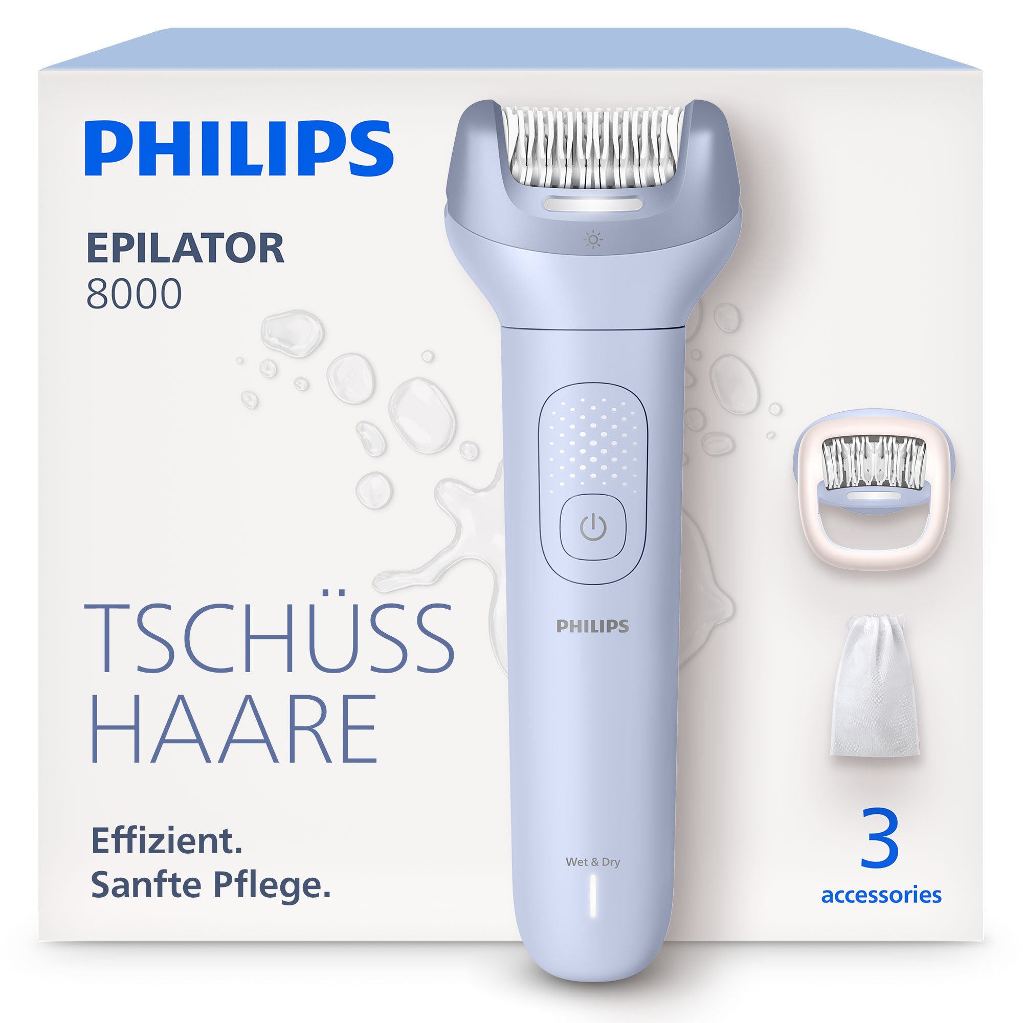 Philips Epilierer Series 8000 BRE708/00, Aufsätze: 2 St., nass und trocken verwendbar, mit 2 Geschwindigkeitsstufen