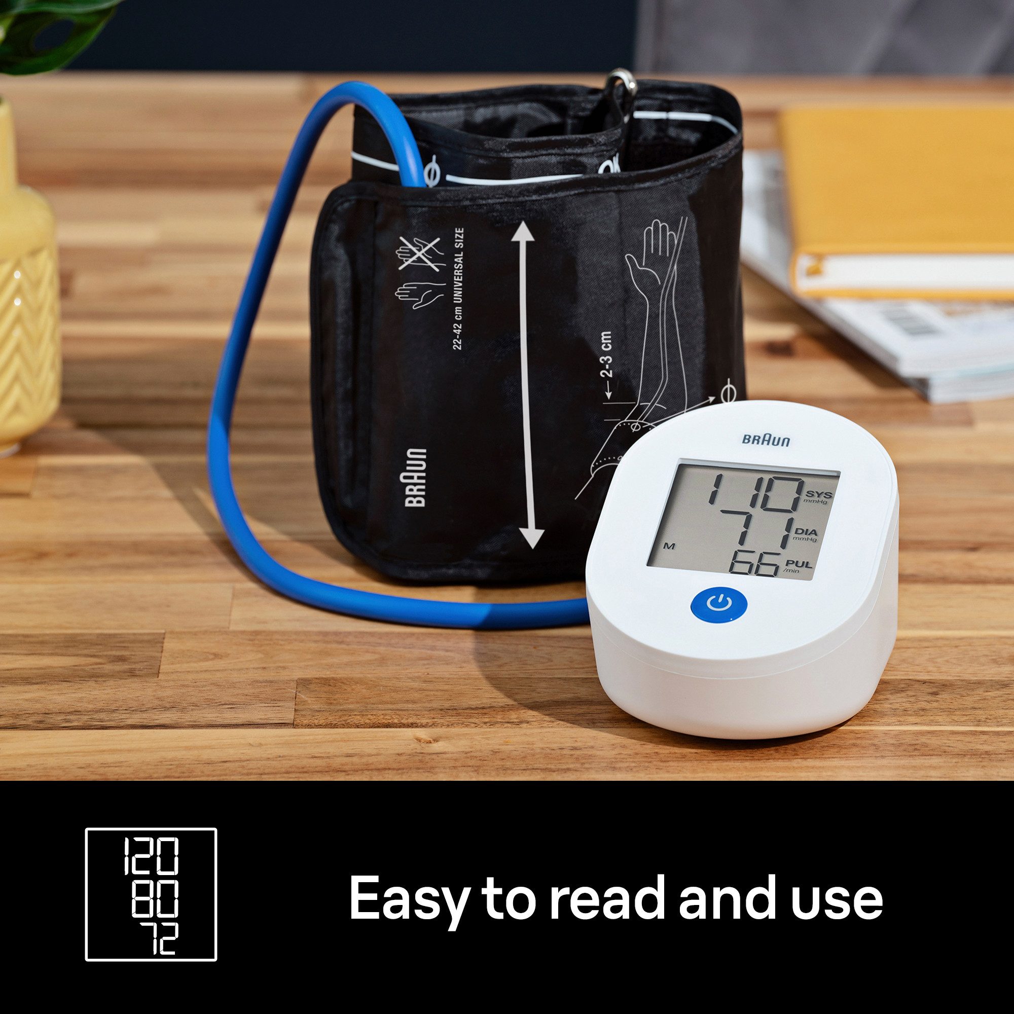 Braun Oberarm-Blutdruckmessgerät ExactFit 1E BUA4000EU, Einfache Bedienung, leicht ablesebares Display, Universalmanschette