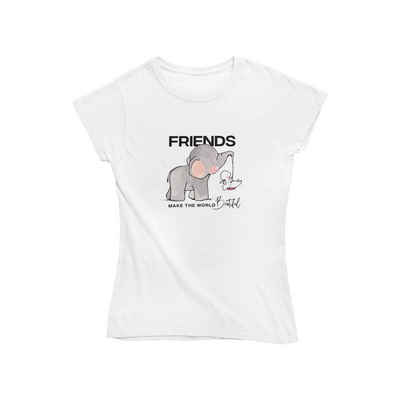 Novux T-Shirt FRIENDS Damen Tshirt Farbe Weiß (1-tlg) aus Baumwolle