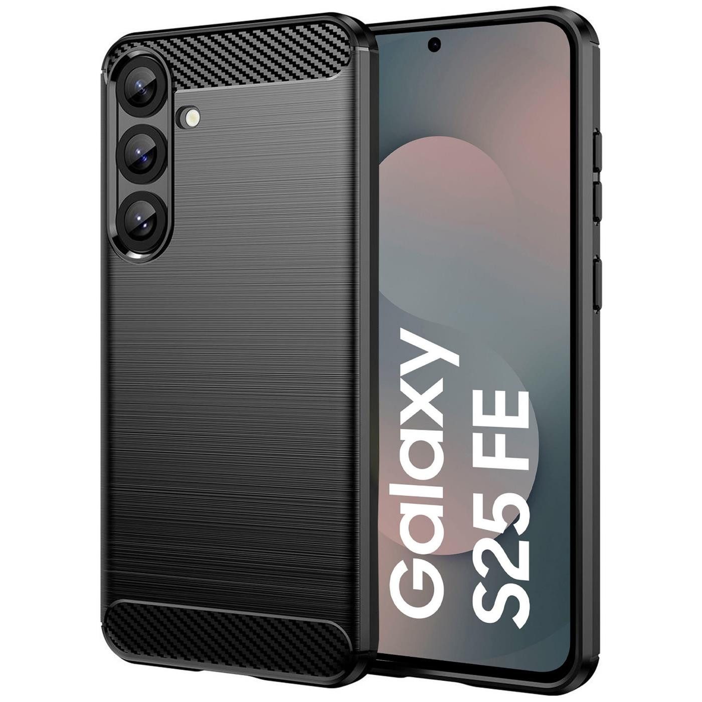 CoolGadget Handyhülle Carbon Handy Hülle für Samsung Galaxy S25 FE 6,7 Zoll, robuste Telefonhülle Case Schutzhülle für Samsung S25 FE Hülle