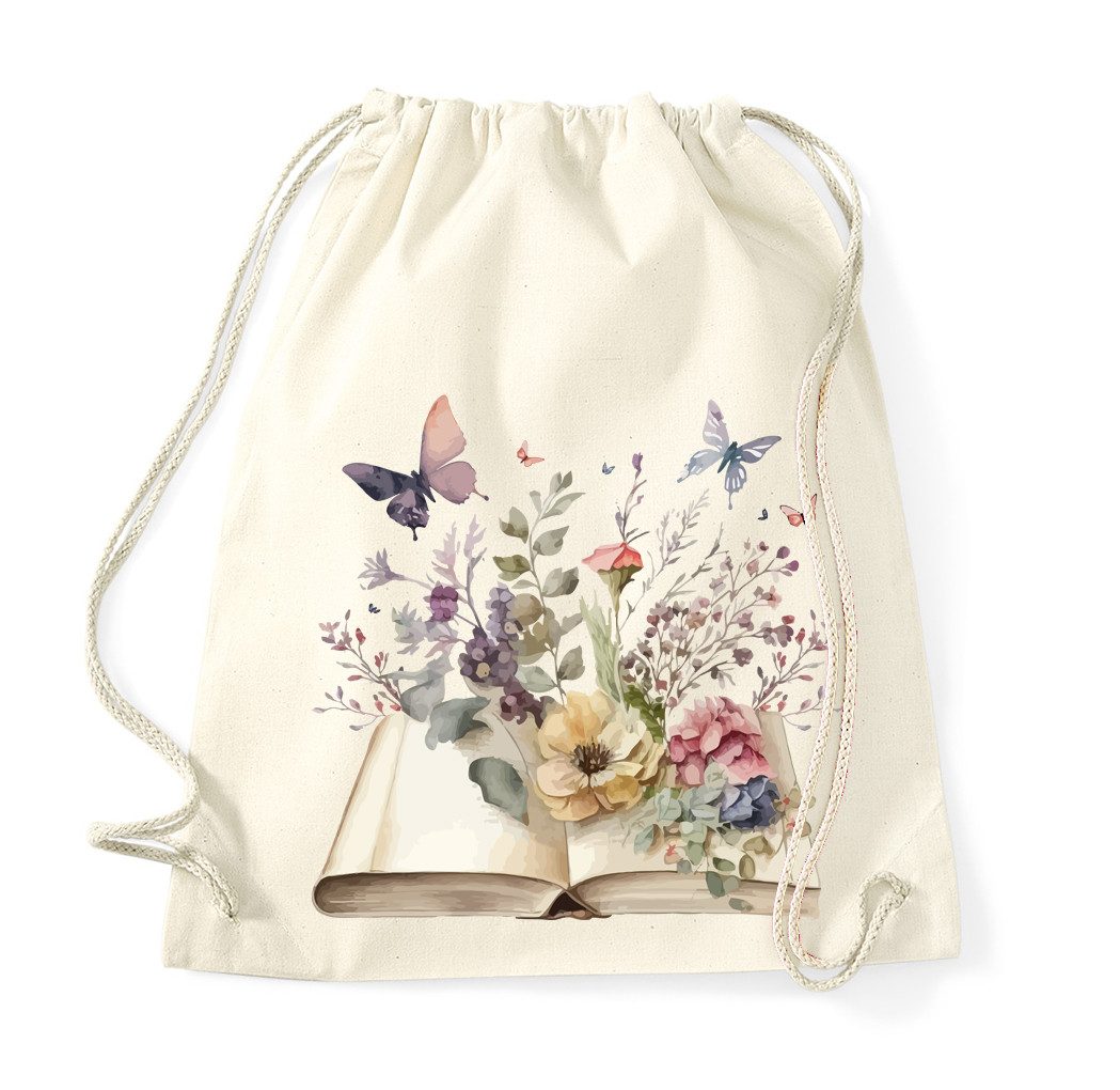 Blondie & Brownie Turnbeutel openBooksFlowers Turnbeutel Buchblumen Motiv Print Freizeit Tasche (Einzelset, Einzelartikel), openBooksFlowers Beutelkunst Edition