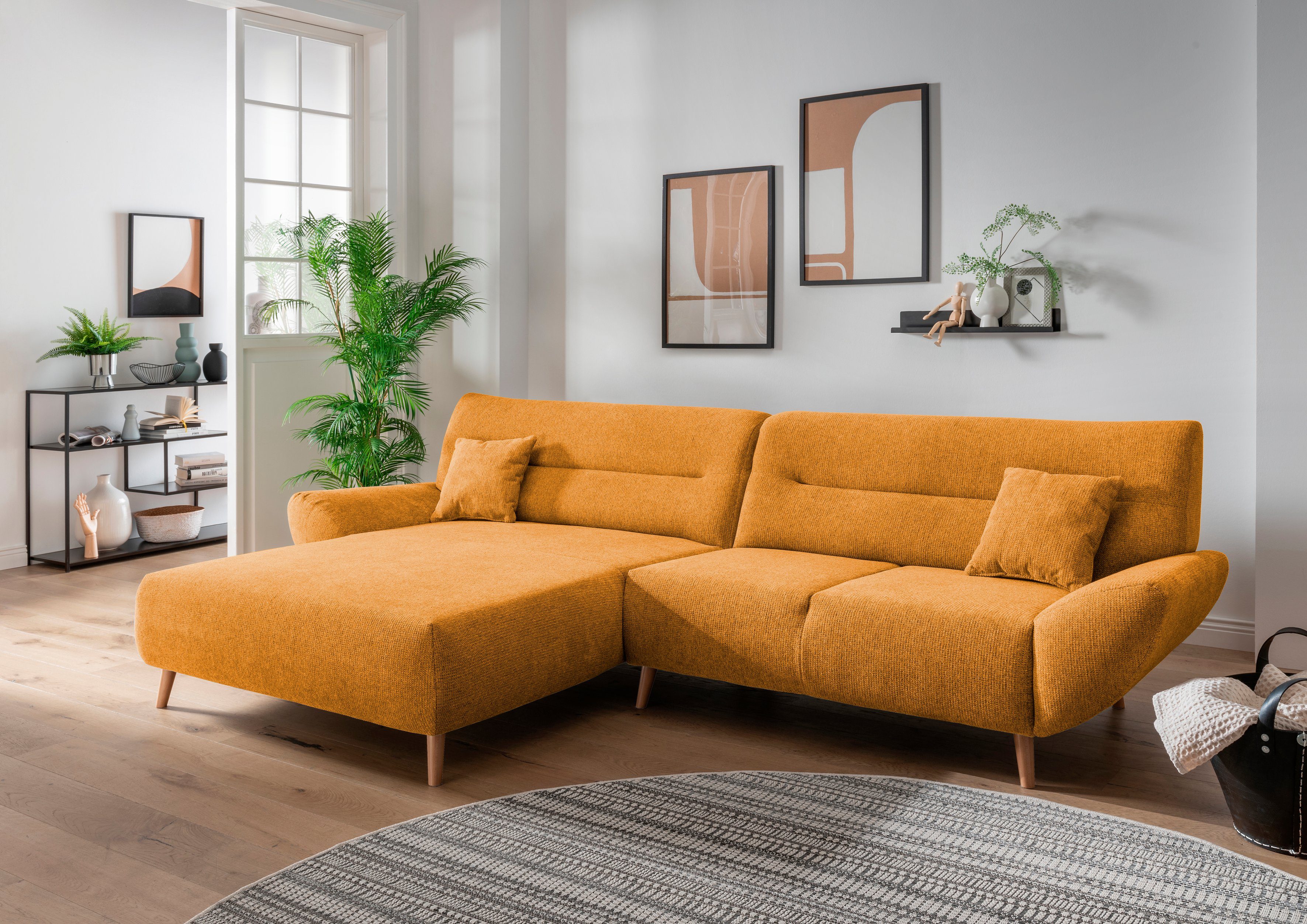 INOSIGN Ecksofa "Drago, elegant und zeitlos, komfortabel, Holzfuß, L-Form", günstig online kaufen