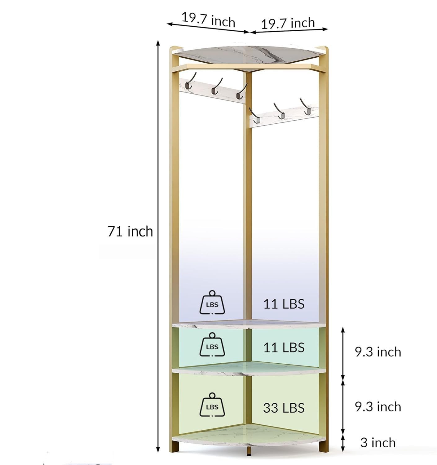 GarveeMore Garderobenständer Garderobenregal, Eckgarderobe Mit 4 Ablagefächern