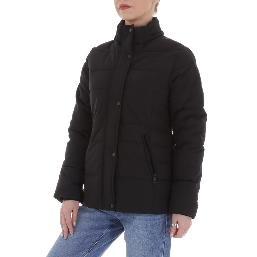 Ital-Design Winterjacke Damen Freizeit (87256712) Kapuze (abnehmbar) Gefüttert Winterjacke in Schwarz