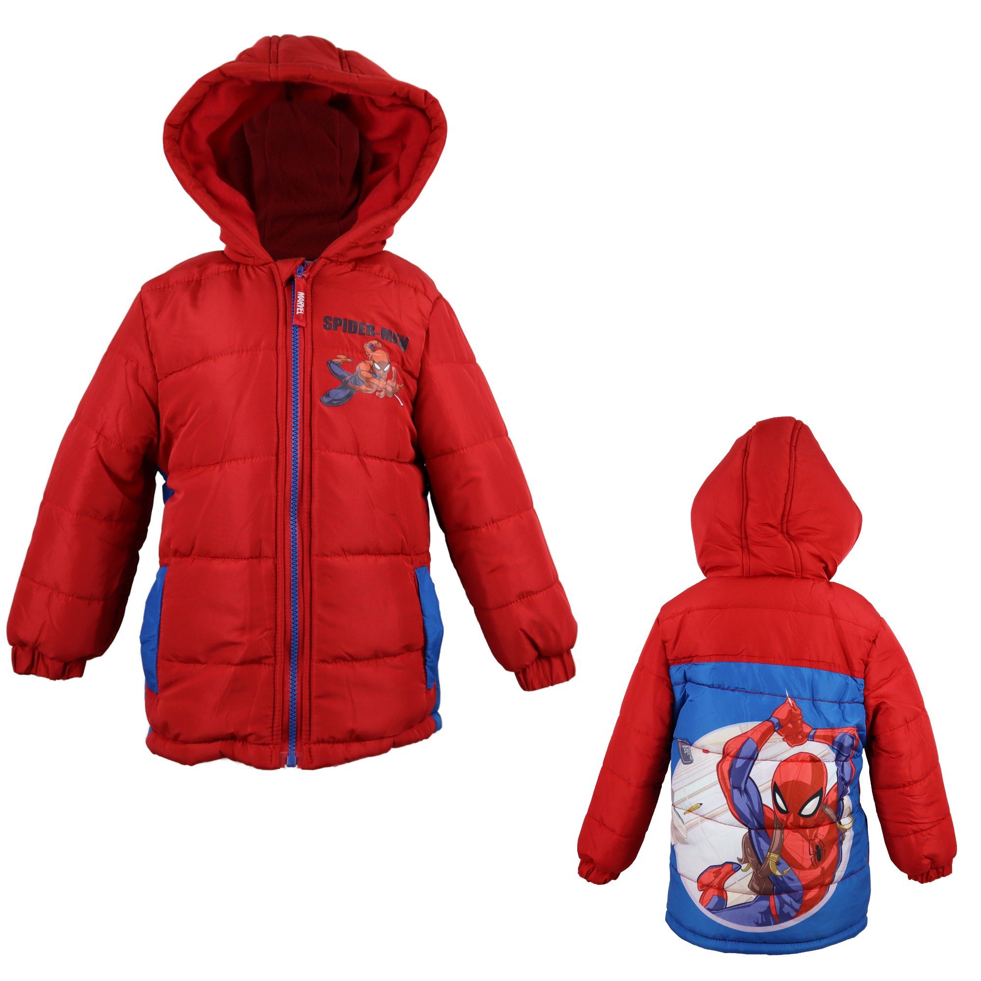 MARVEL Winterjacke Spiderman Kinder Jacke in Rot, Gr. 98 bis 128