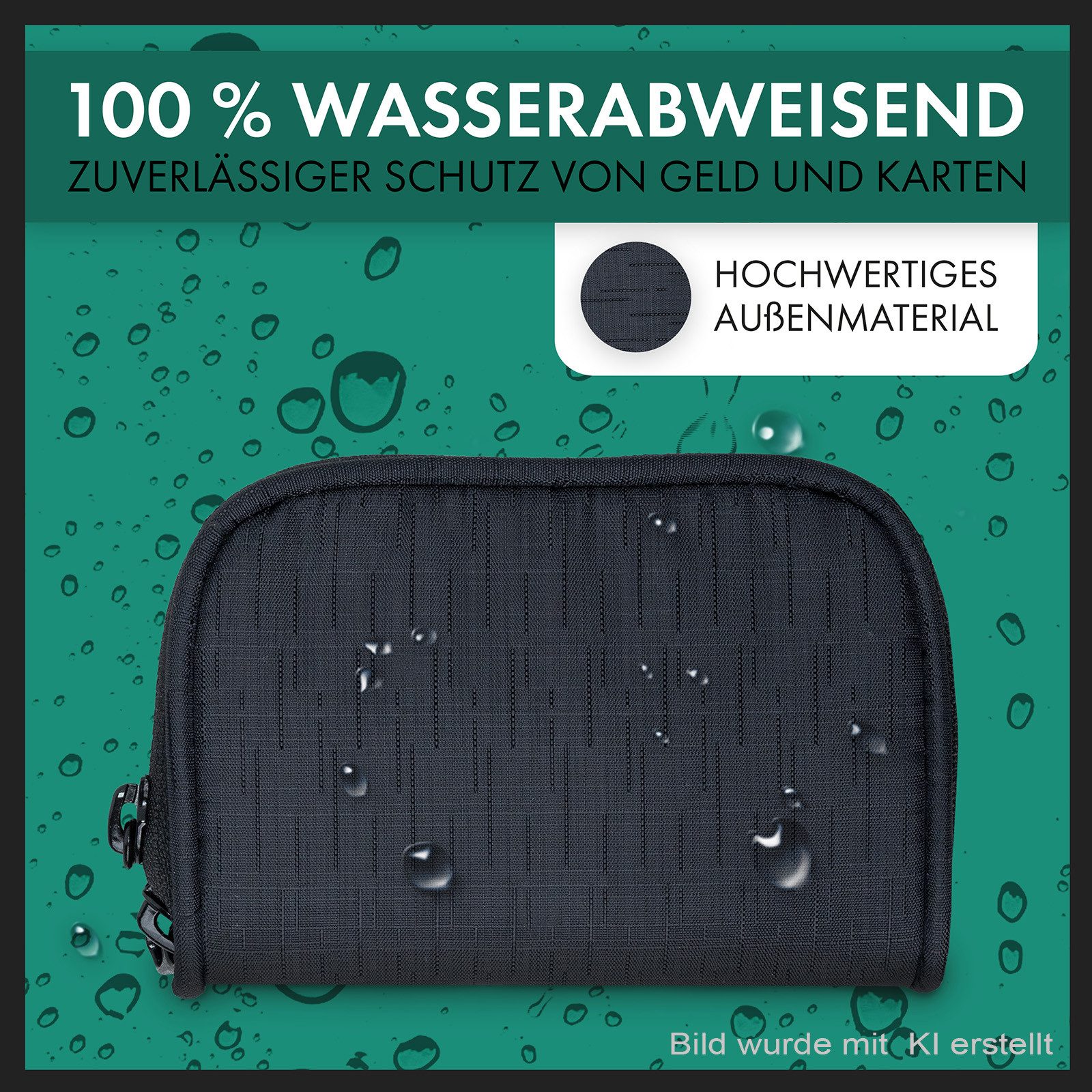 XiRRiX Mini Geldbörse - Portemonnaie klein - Geldbeutel für Damen und Herren (mit Reißverschluss, in schönen Farben), wasserabweisend, RFID Schutz