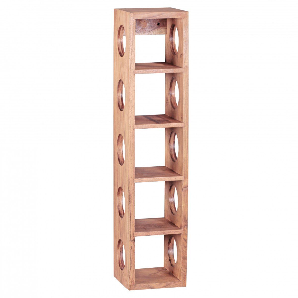 FINEBUY Weinregal Massiv-Holz Regal Wandmontage für 5 Flaschen 70 cm Holzregal, Akazie Massivholz für 5 Flaschen Modern 70 cm, Flaschenregal für Wandmontage, Standregal für Wein