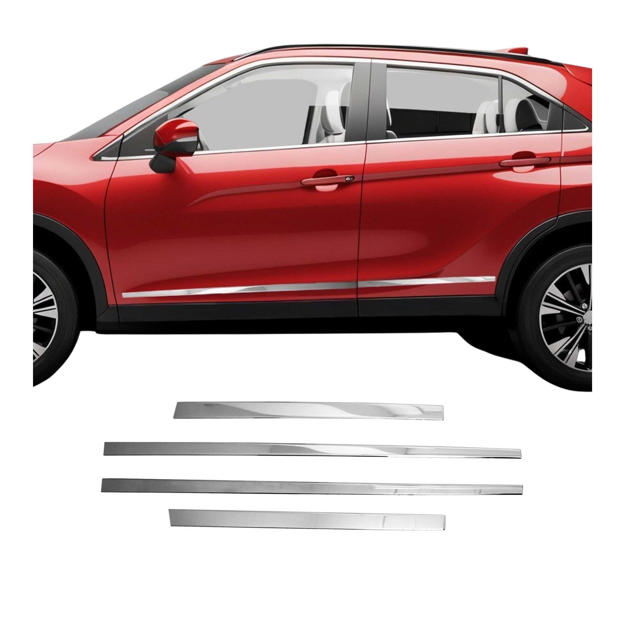 OMAC Zierleisten-Aufkleber Seitentürleiste für Mitsubishi Eclipse Cross 2017-2025 Chrom 4x, (4tlg), Langlebig,Einfache Reinigung,Einfache Installation,Rostbeständig
