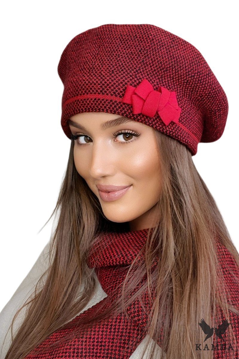 ESPRIT Damen Baskenmütze – Bouclé-Stoff, Gefüttert, Mehrfarbig