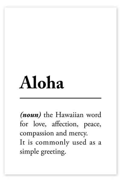 Posterlounge Poster Typobox, Aloha Definition (Englisch), Wohnzimmer
