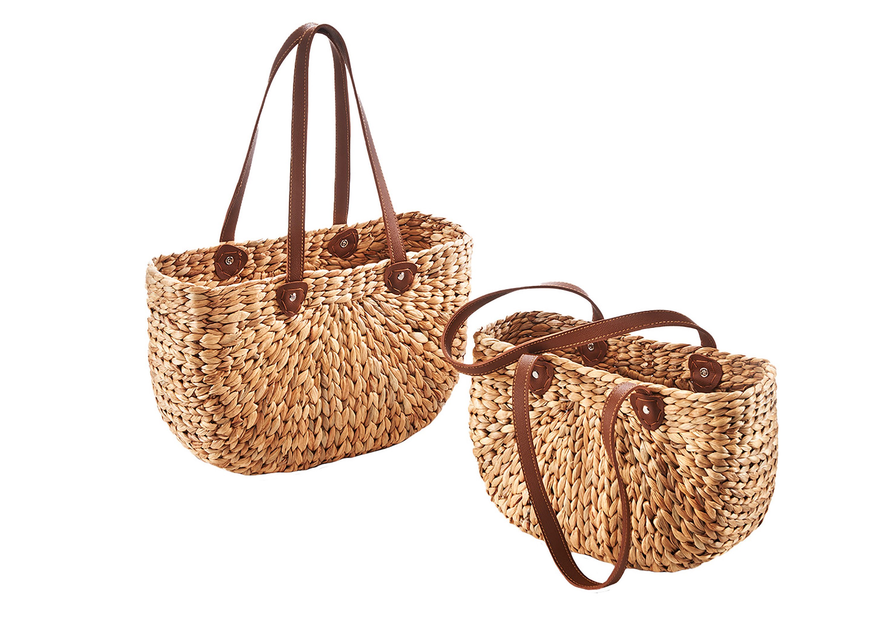 Shopper Tasche Korbtasche Set 2 Größen - Kunstledergriffen