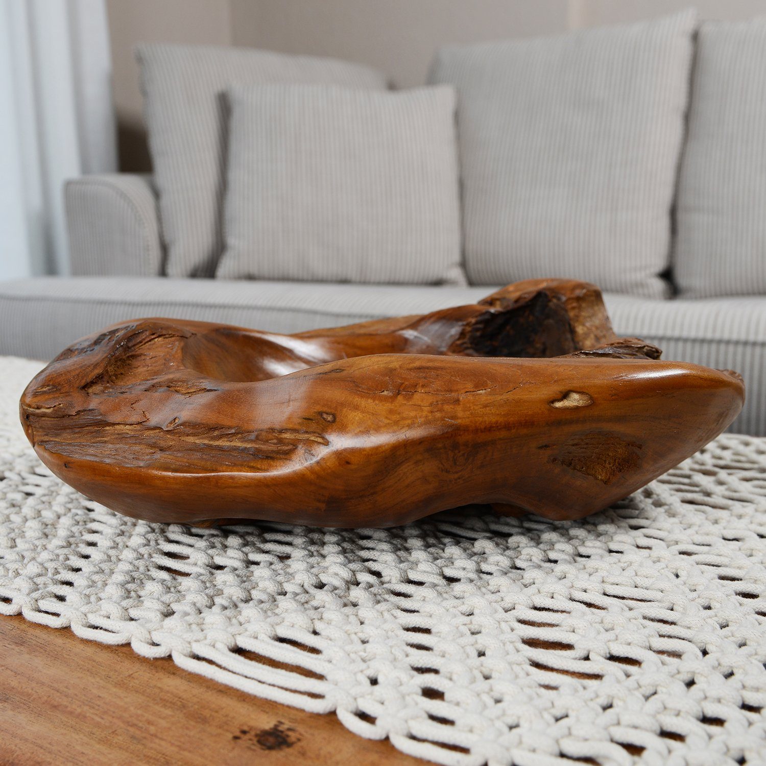 wohnfreuden Dekoschale Holzschale Deko Teak 45 cm lasiert, 1047 – Bild 3 von 5