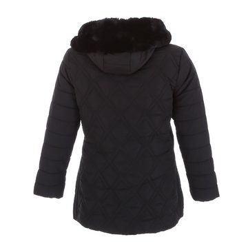 Ital-Design Winterjacke Damen Freizeit Kapuze (abnehmbar) Gefüttert Winterjacke in Schwarz