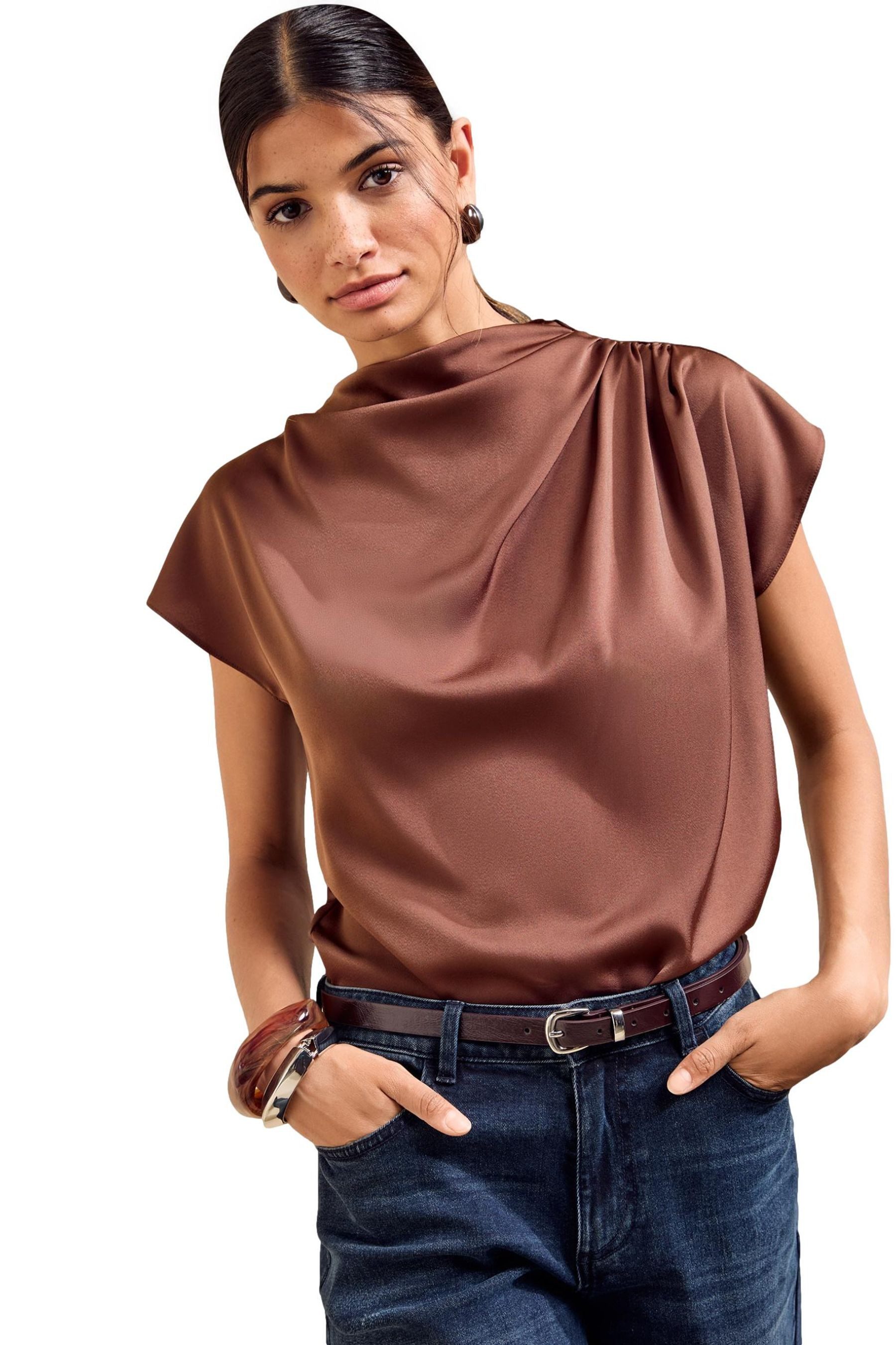 Friends Like These Satinbluse Friends Like These Satin-Bluse mit Drapierung (1-tlg)