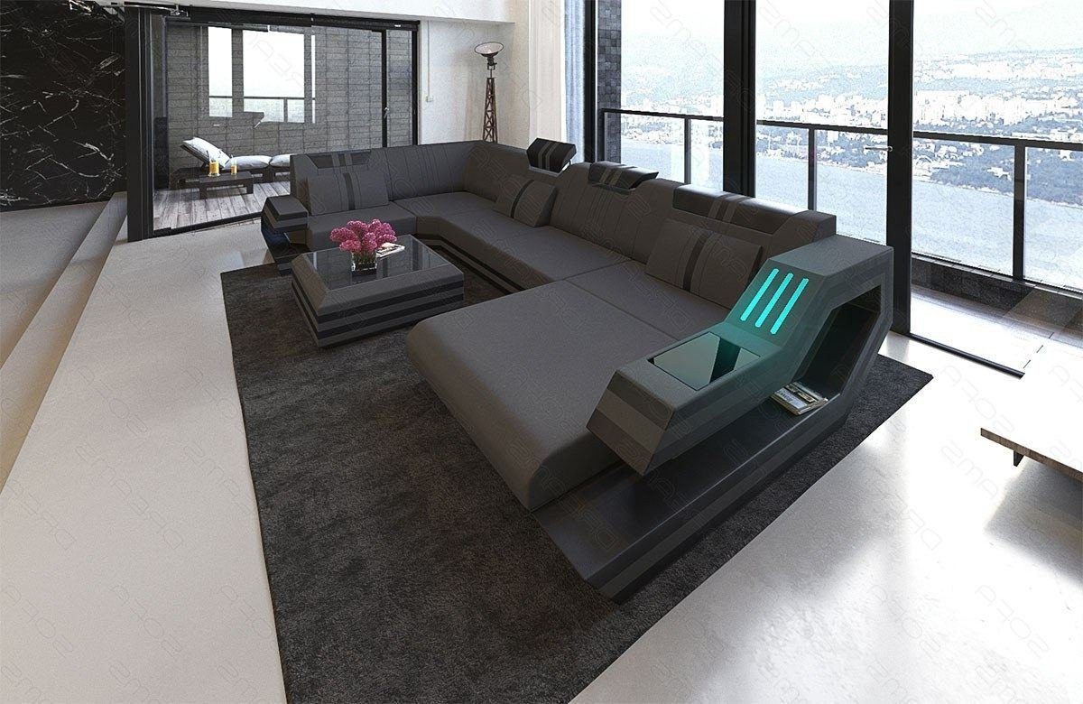 Sofa Dreams Wohnlandschaft Stoff Polstersofa Sofa Ravenna U Form M Mikrofaser Stoffsofa, Couch wahlweise mit Bettfunktion