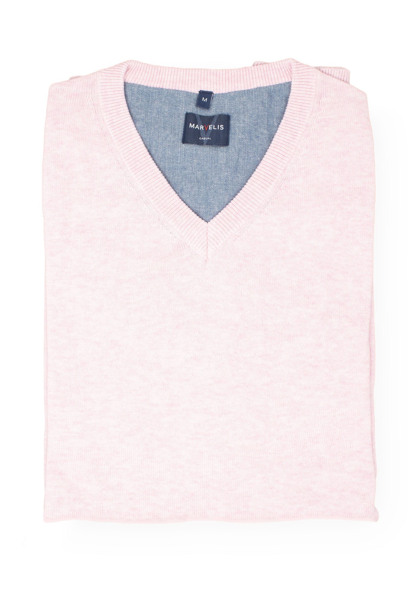 MARVELIS V-Ausschnitt-Pullover Пуловери - Casual Fit - V-Ausschnitt - Einfarbig - Rosa