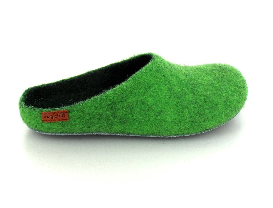 Magicfelt Filzpantoffel mit Ledersohle Hausschuh reine Wolle