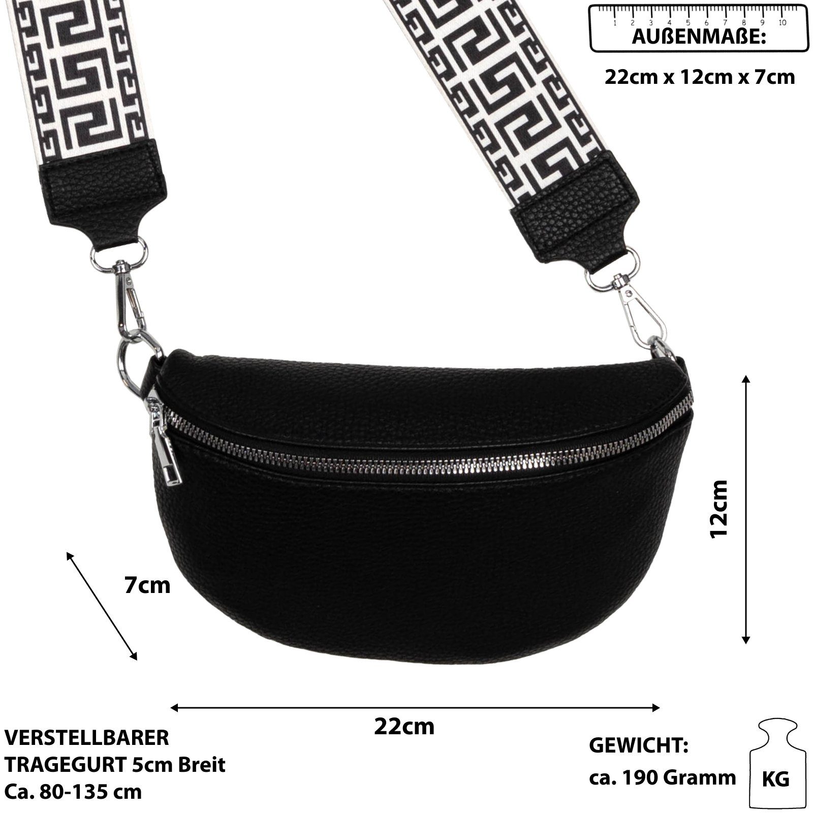 BLACK CrossOver, Italy-De, tragbar Kunstleder Hüfttasche Umhängetasche Bauchtasche Schultertasche, Crossbody-Bag als Gürteltasche Umhängetasche EAAKIE