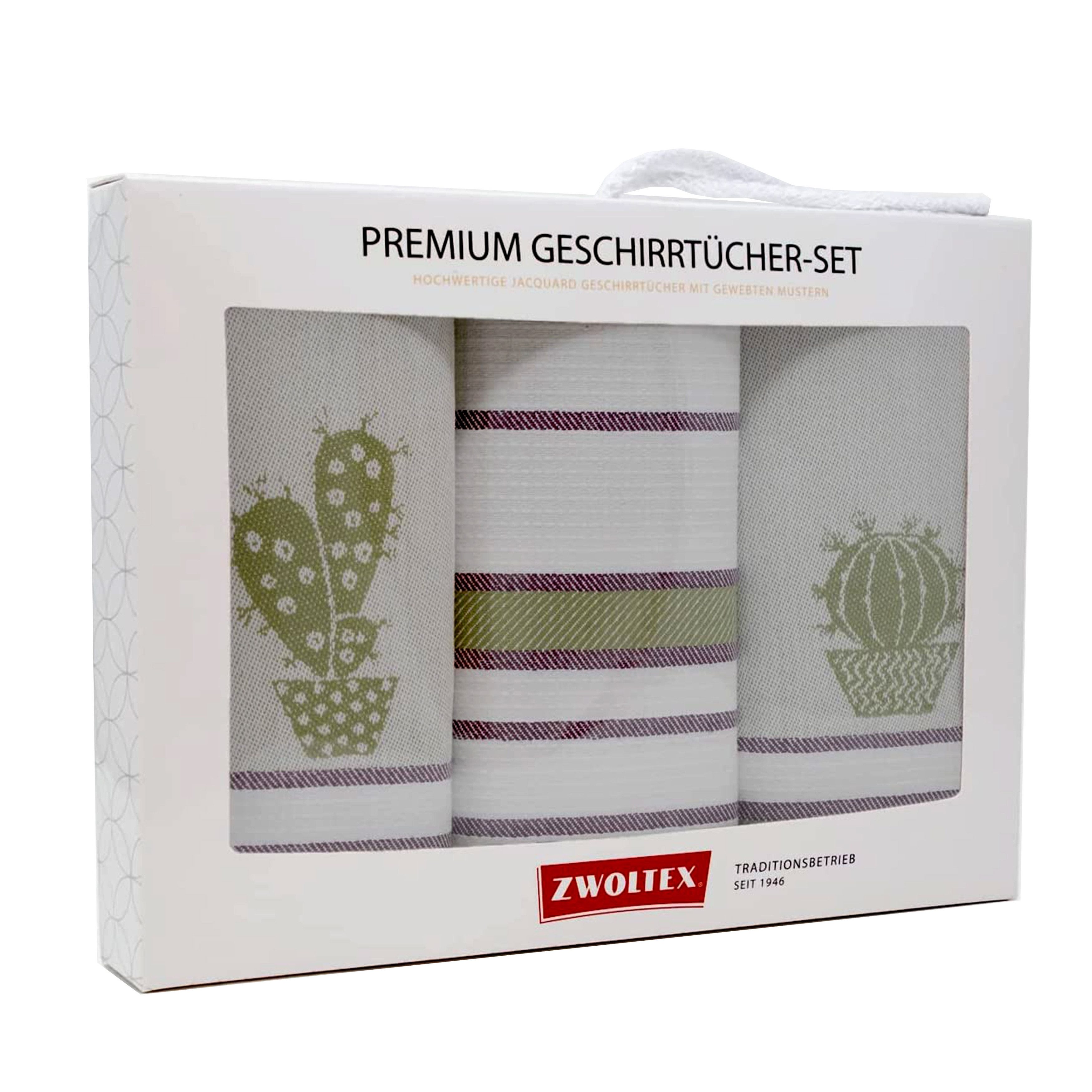 Zwoltex Geschirrtuch Hochwertiges Jacquard Geschirrtücher Geschenkset aus 100% Baumwolle, fusselfrei und machinenwaschbar - Küchentücher 70x50