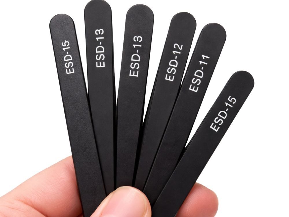 VERK GROUP Präzisionspinzette 6x ESD Präzisionspinzetten Set Edelstahl Antistatisch Modellbau, Set, 6-tlg., ESD-antistatisch, 6 verschiedene Spitzen
