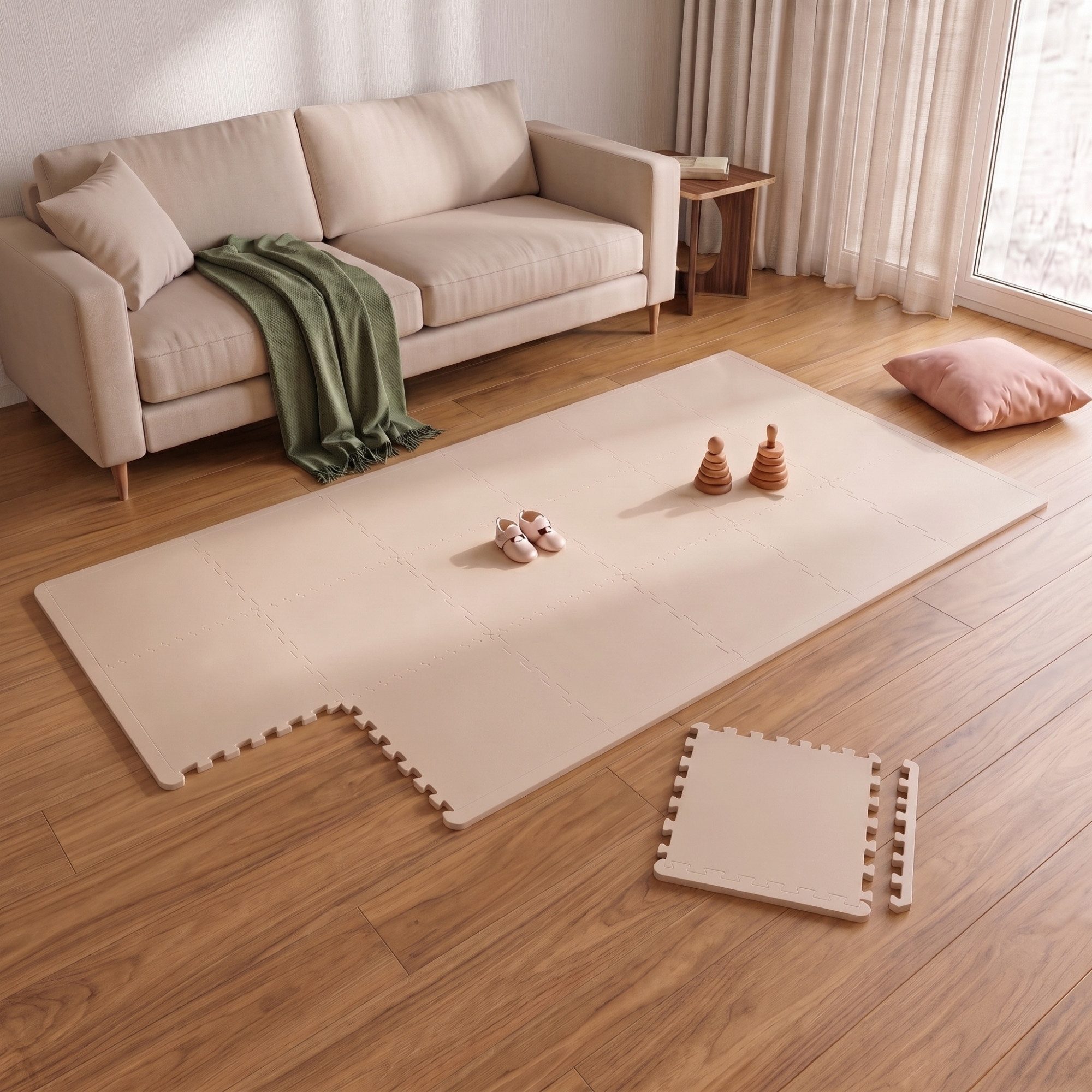 LittleTom Puzzlematte für Kinder - 18 Teile Spielmatte 30x30 cm - TÜV Geprüfte Krabbelmatte, (18-tlg), Spielunterlage für Drinnen und Draußen - Kinderzimmer Puzzleteppich