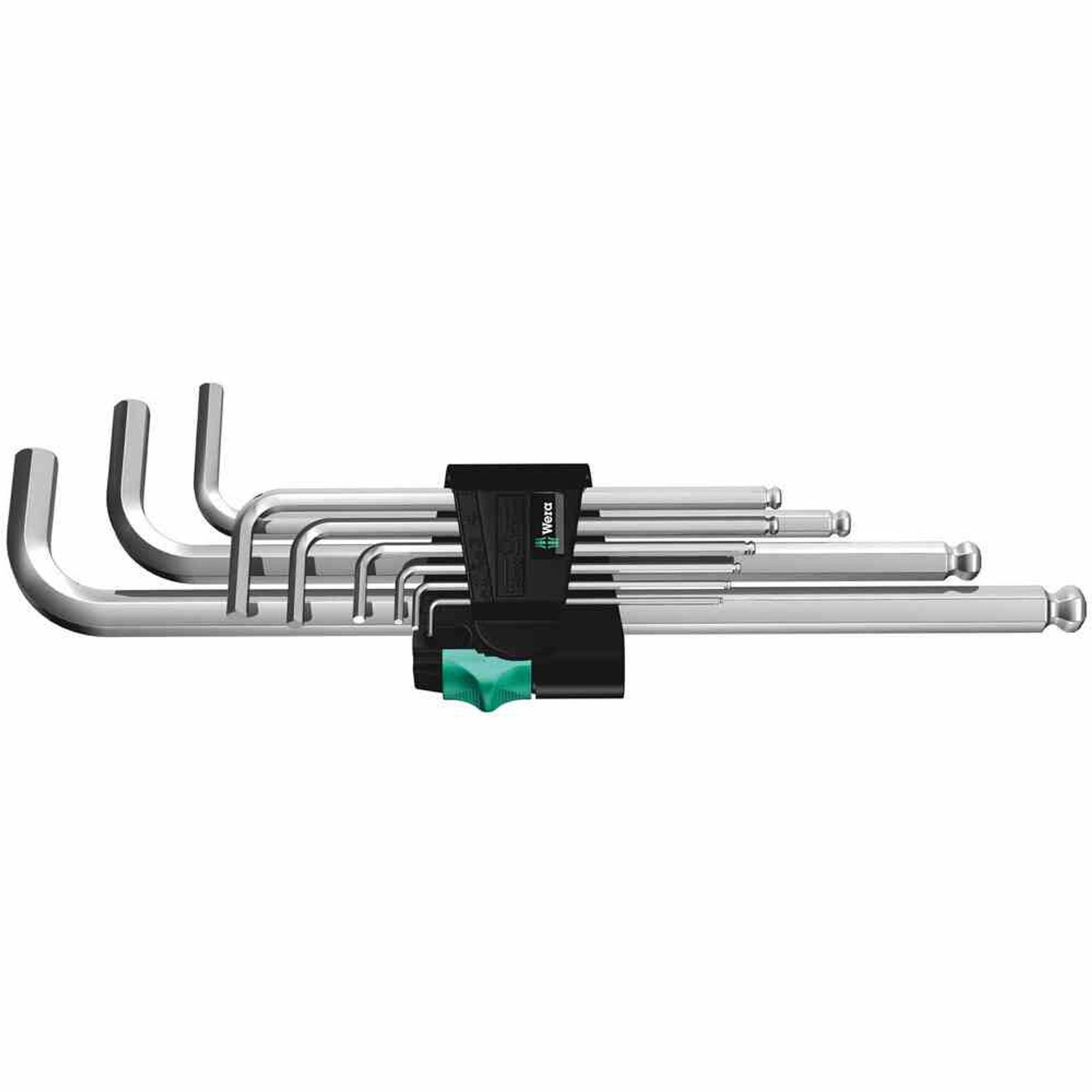 Wera Ringschlüssel Schlüsselsatz 6-Kant, Plastiksockel, 9tlg, 1,5-10mm, Kugelkopf