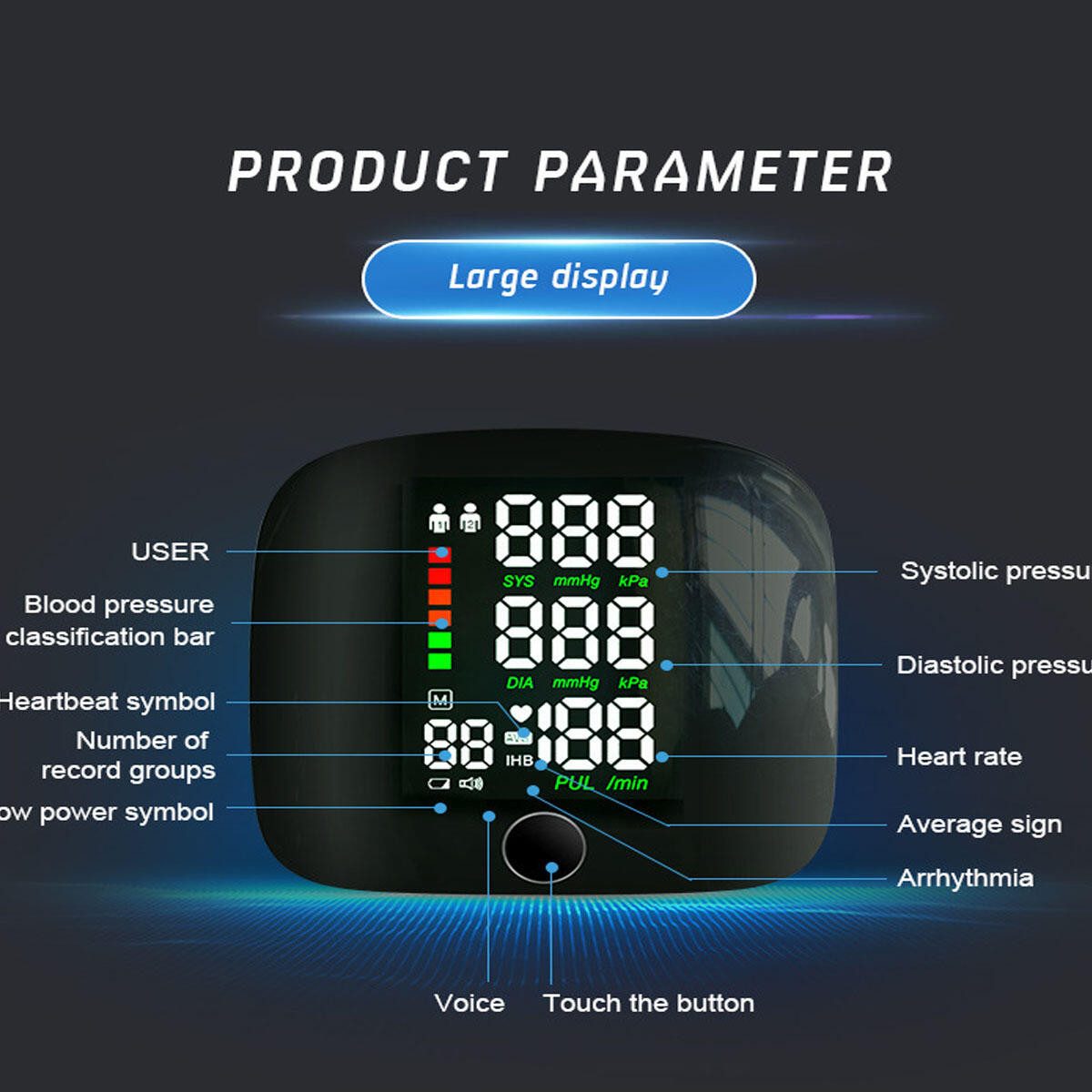 FELIXLEO Handgelenktasche Blutdruckmessgerät mit Touchscreen Handgelenkmans günstig online kaufen