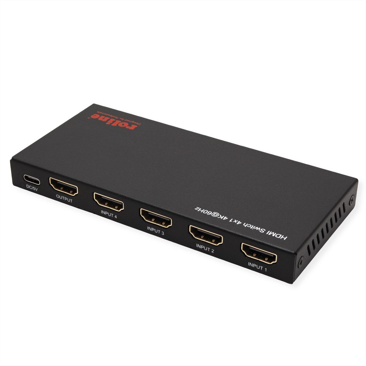 ROLINE 4K HDMI Switch, 4-fach Audio- & Video-Adapter, mit Fernbedienung