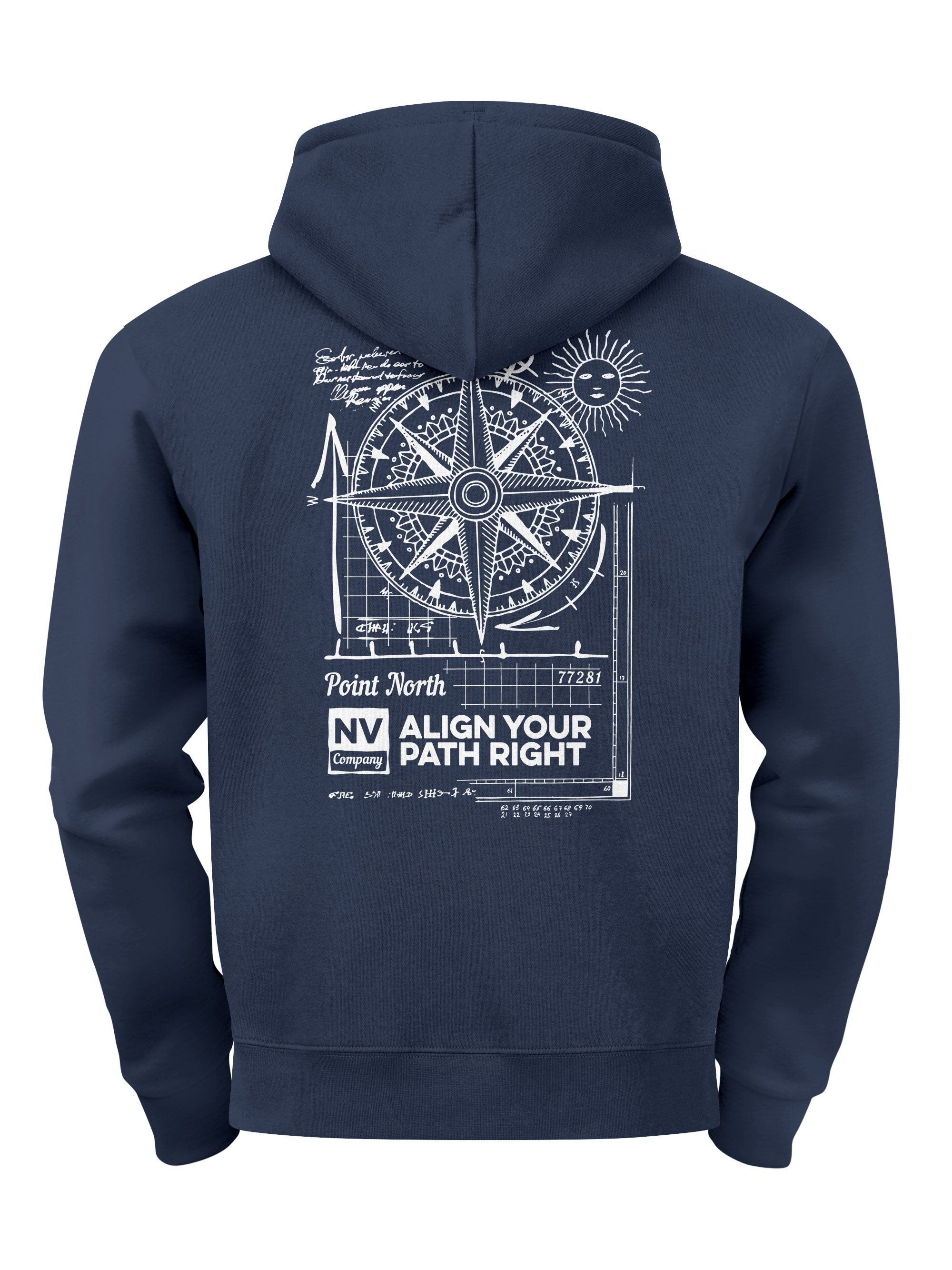 Neverless Hoodie Herren Hoodie Kompass Motiv Backprint, Neverless Point Nor günstig online kaufen