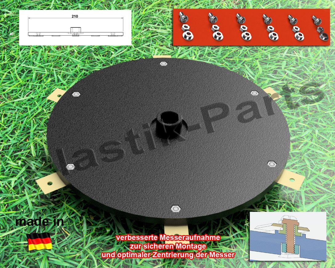 Plastik Parts Mährobotermesser Messerscheibe 6 Klingen Messerteller Bosch Indego Connect 1000 1100