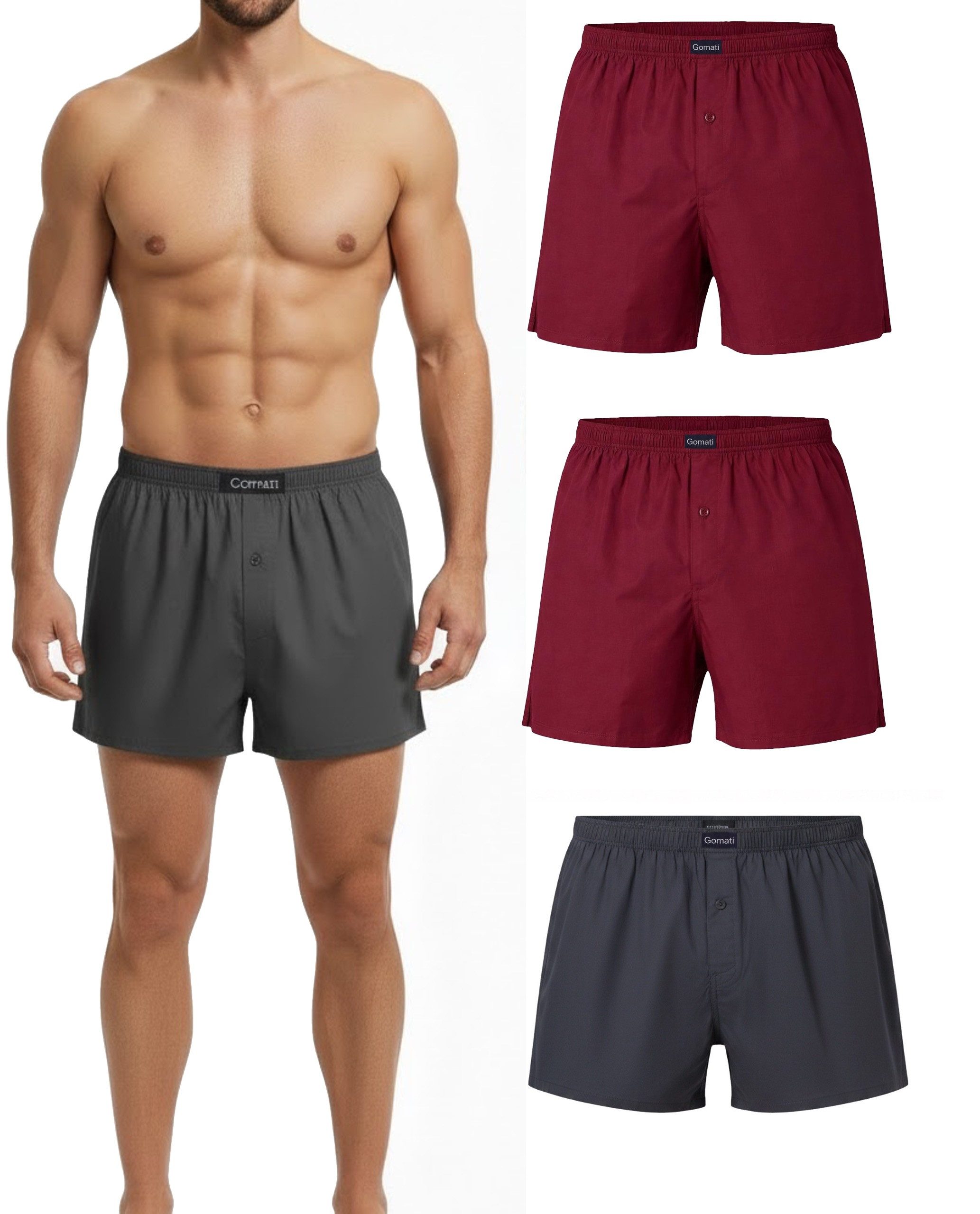 Boxershorts Lockerer gewebte Herren Boxershort Unterhose 100 % Baumwolle kariert