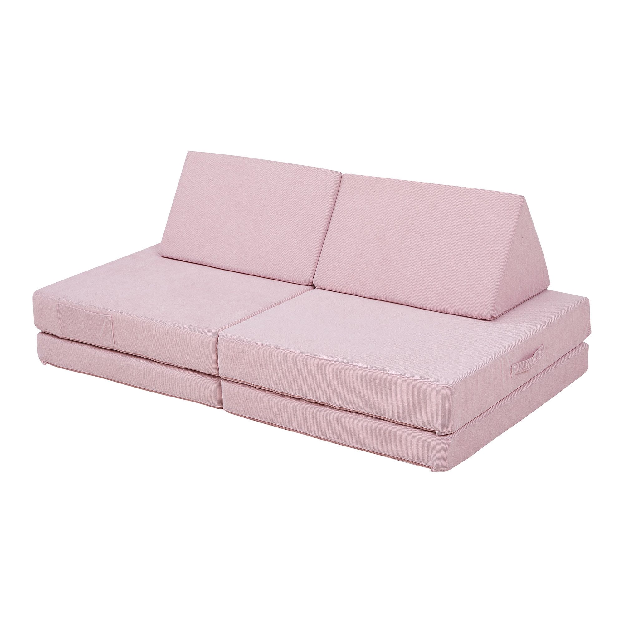 en.casa Kindersofa, 5 Teile, Spielsofa »Norhulta« Cord Rosa