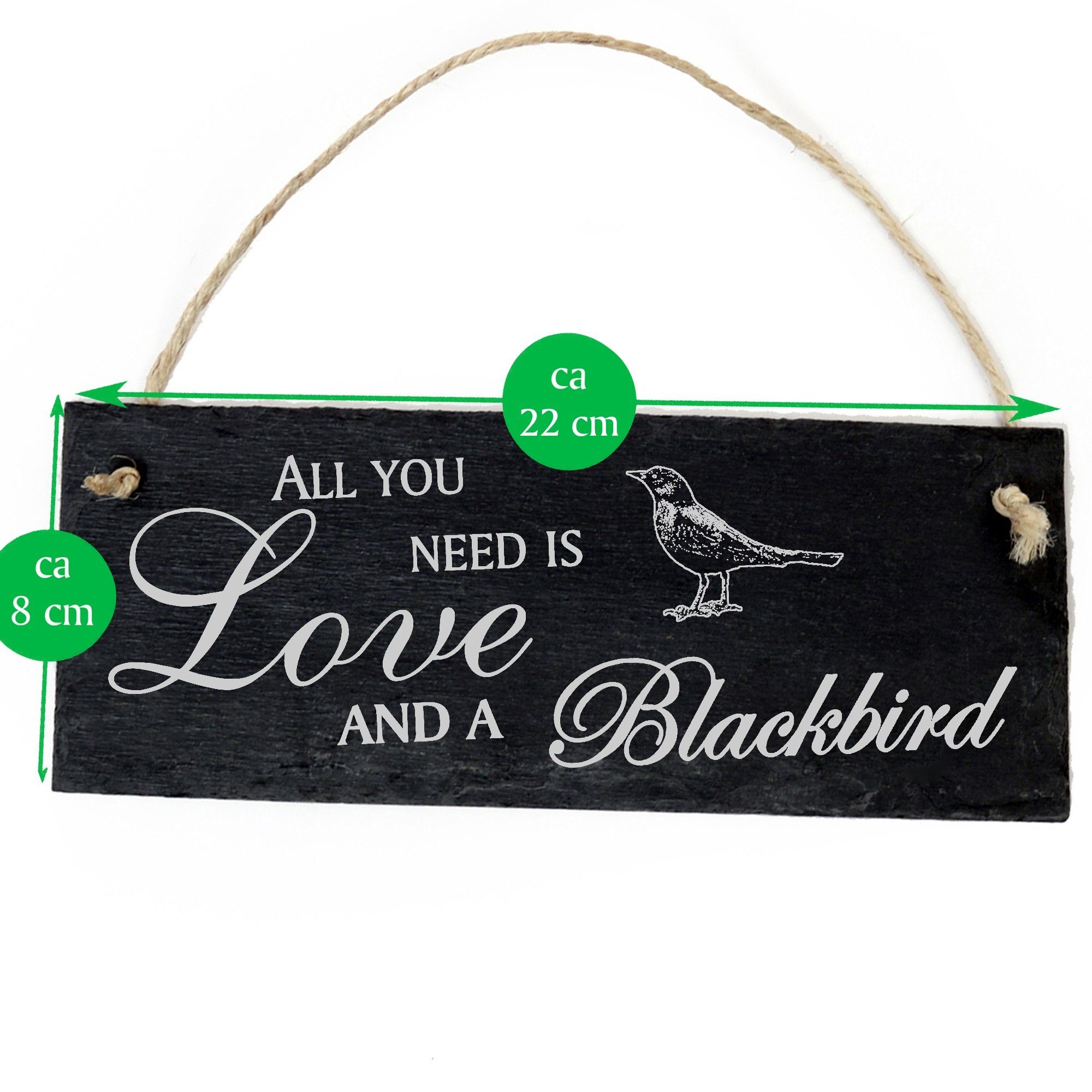 Blackbird All need a Schwarzdrossel Hängedekoration Love and is 22x8cm you Amsel Dekolando