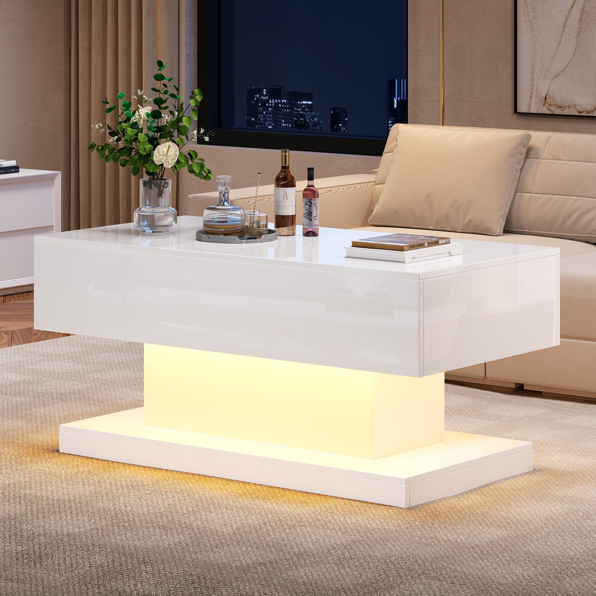 Merax Couchtisch (100x50x45 cm), hochglanz mit günstig online kaufen