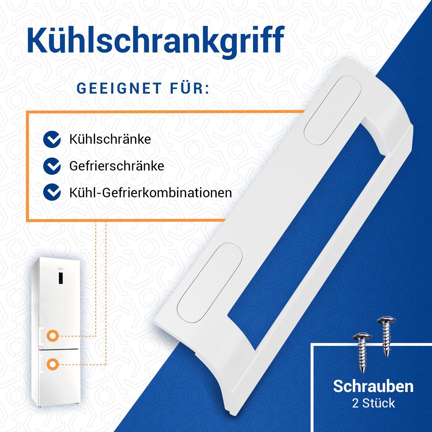 VIOKS Türgriff Griff Universal 200x60x45 mm, 1-tlg., für 82-163 mm Schraubenabstand Kühlschrank Gefrierschrank