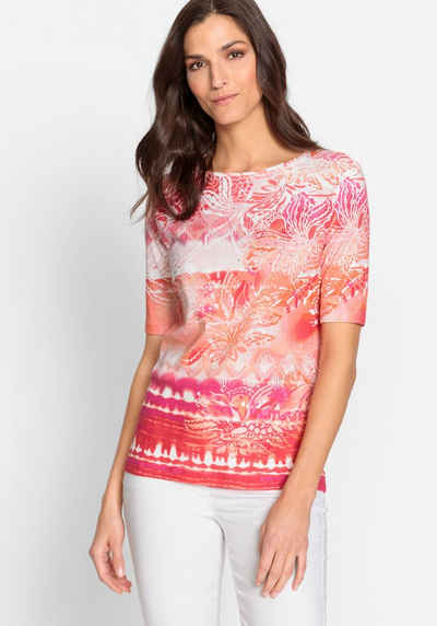 Olsen Print-Shirt mit frischem Allover-Print aus Blüten und Ornamenten