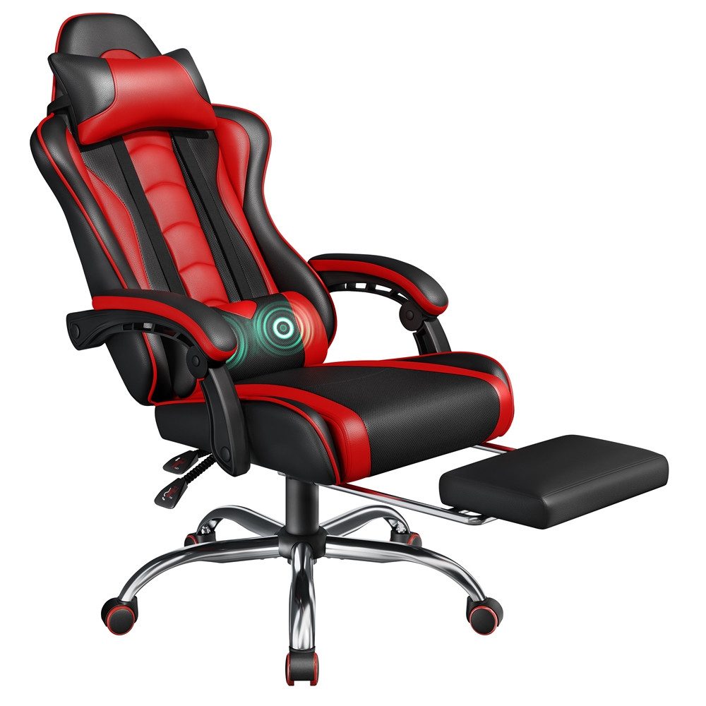 Yaheetech Gaming-Stuhl mit Massagefunktion & Kopfstütze & Fußstütze Ergonom günstig online kaufen