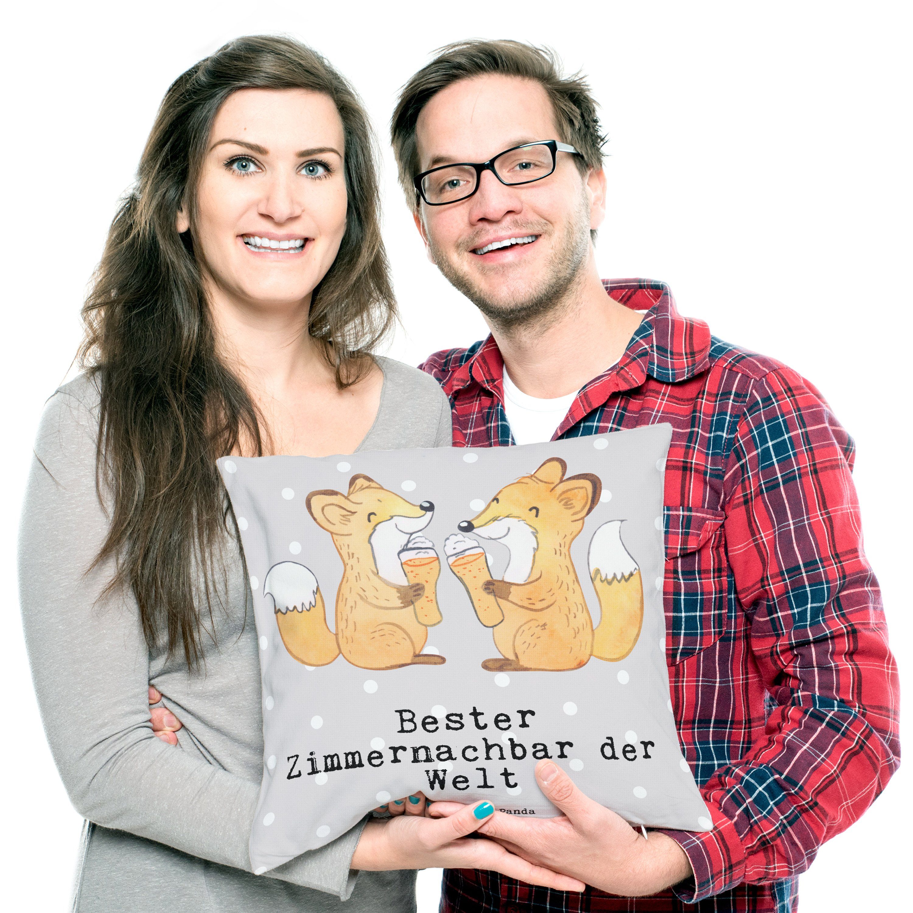 Mr. & Mrs. Fuchs - Dekokissen Grau Geschenk, Pastell Zimmernachbar - Welt Bester Wohnhe der Panda