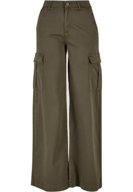 URBAN CLASSICS Stoffhose Damen Ladies High Waist Wide Leg Twill Cargo Pants (1-tlg)