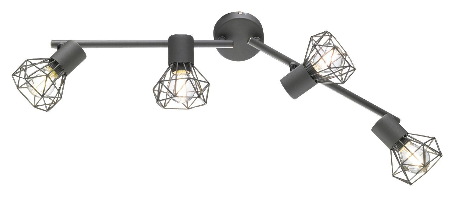 FISCHER & HONSEL Deckenstrahler RAN, 4-flammig, Breite 60 cm, Grau matt, Metall, ohne Leuchtmittel