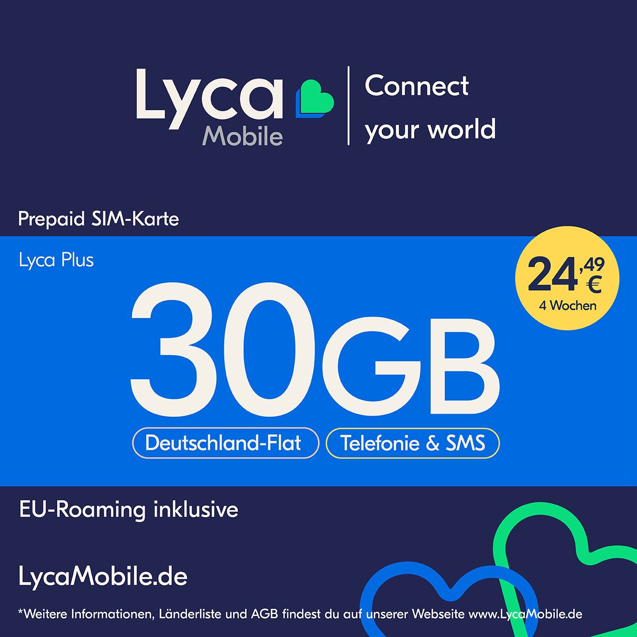 Lyca Mobile Plus Prepaid Smartphone Sim Karte ohne Vertrag Prepaidkarte