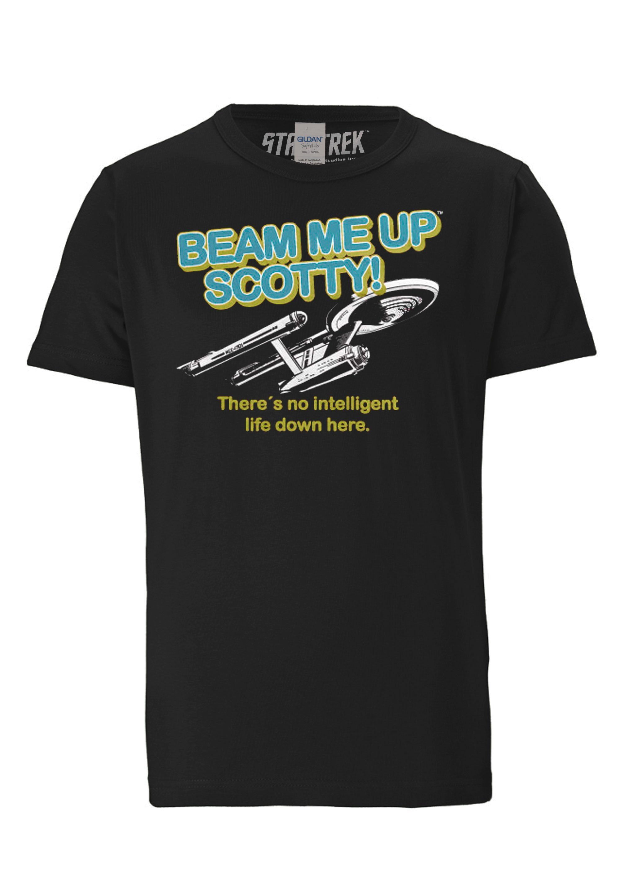 Scotty LOGOSHIRT Star - Up Up Beam mit Me Beam Me Trek T-Shirt Scotty-Logo