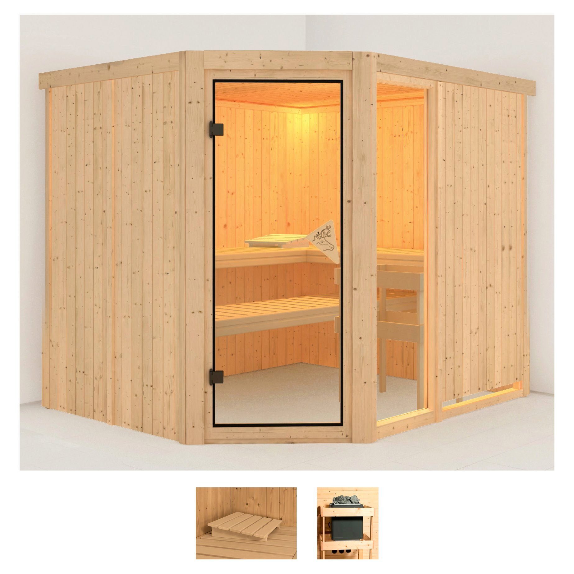 Karibu Sauna Frigga 3, BxTxH: 231 x 196 x 198 cm, 68 mm, (Set) ohne Ofen