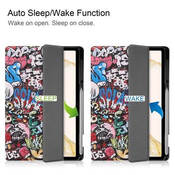 Wigento Tablet-Hülle Galaxy Tab S7 FE / S7 Plus / S8 Plus 3folt WakeUP Smart Cover Case
